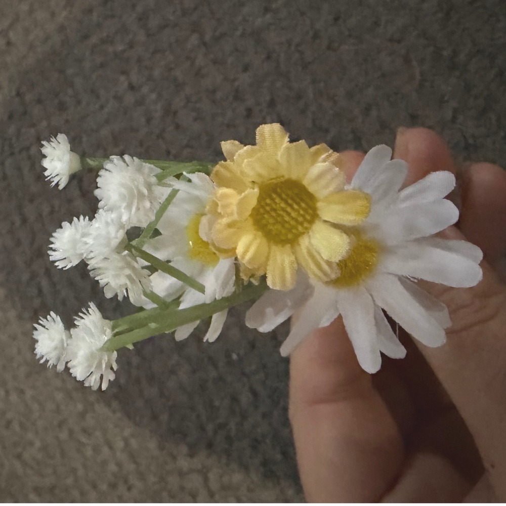 Take It Eazy Hair Pin Free People Daisy Wildflower Babys Breath Gold Tone Fork